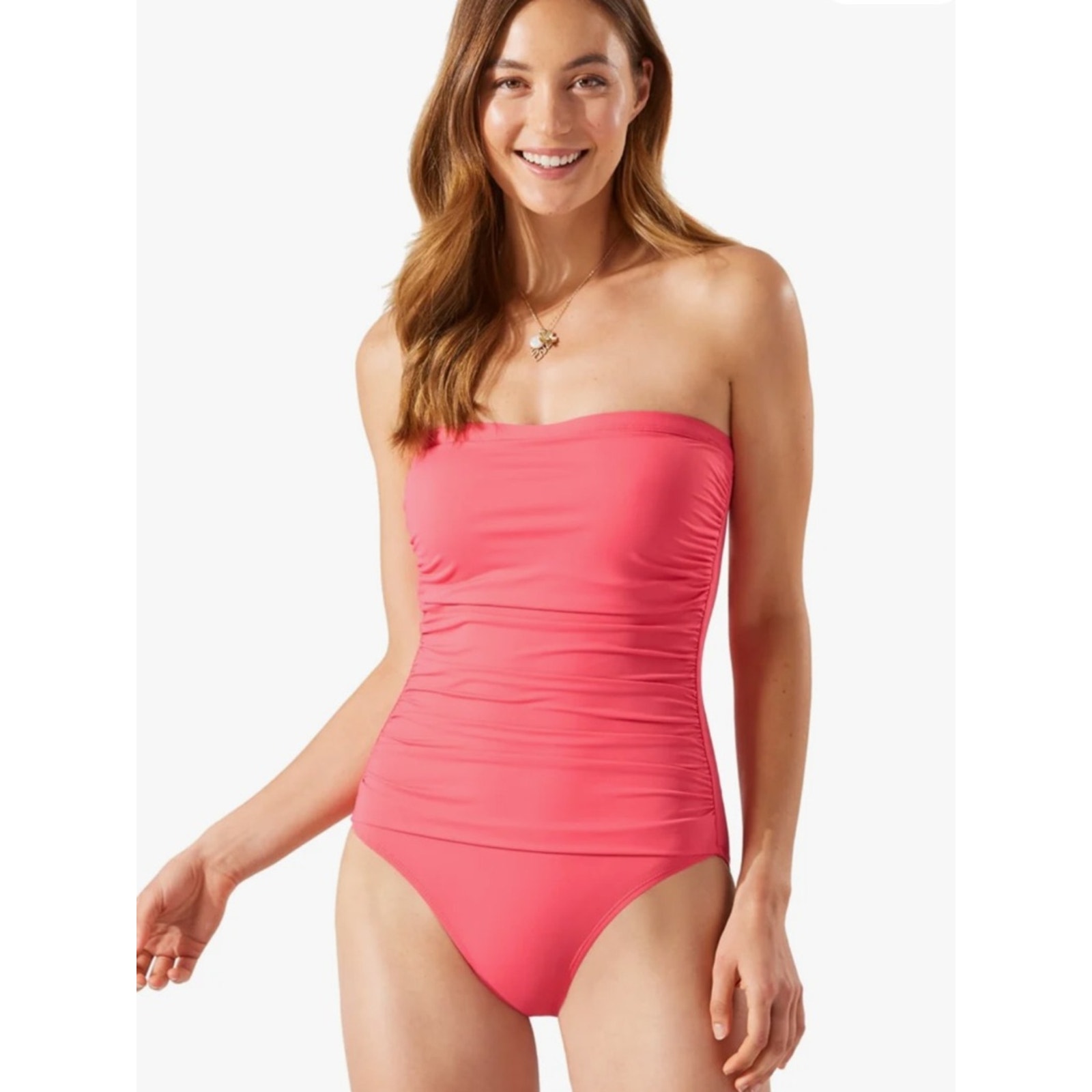 Nwt Tommy Bahama Sz 10 Strapless Coral Coast Pink One-Piece Swimsuit Swim